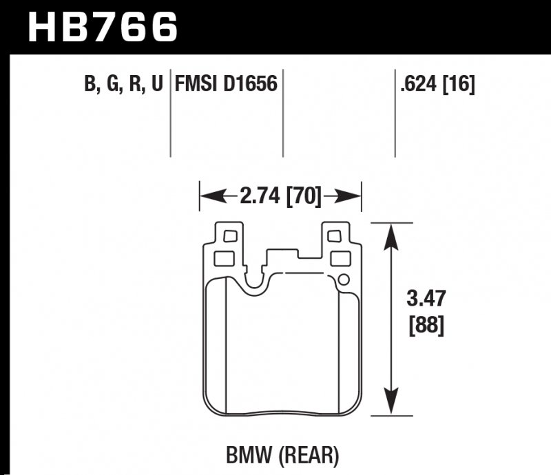 Колодки тормозные HB766B.624 HAWK HPS 5.0; задн. BMW M4 F82, F32; M3 F80 F30; F20 F22 F87 M-Perfor