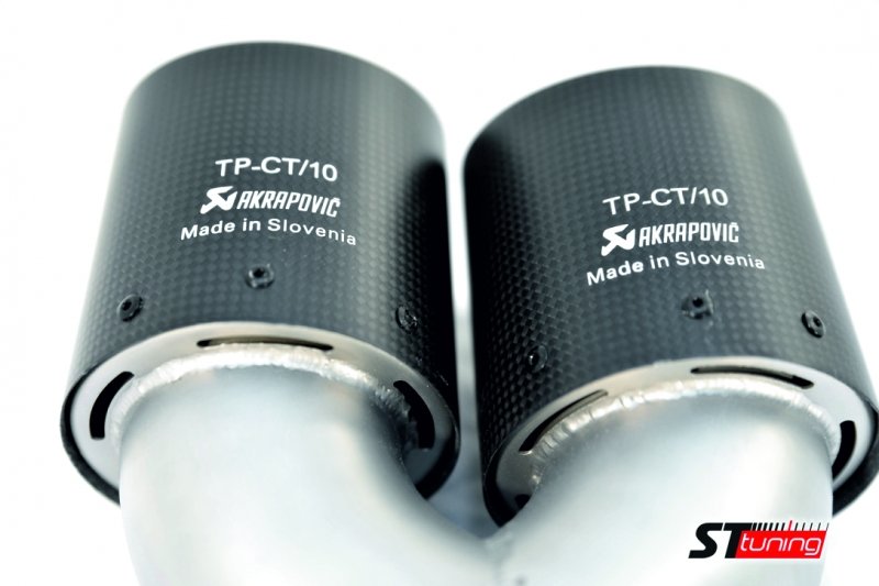 Насадка на глушитель, двойная, AKRAPOVIC карбон, D посадочный 51 мм / наруж 90 мм, ПРАВ. AC25190R