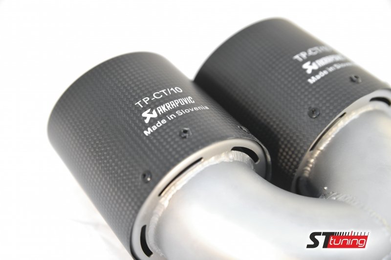 Насадка на глушитель, двойная, AKRAPOVIC карбон, D посадочный 57 мм / наруж 90 мм, ПРАВ