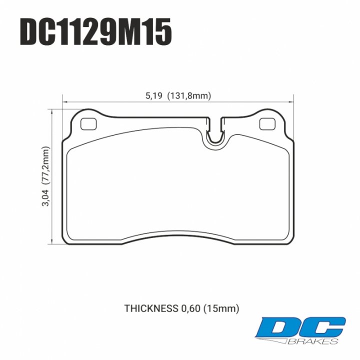 Колодки тормозные DC1129M15 DC brakes Race Track, перед MMC LANCER EVO V-X; SUBARU WRX STI