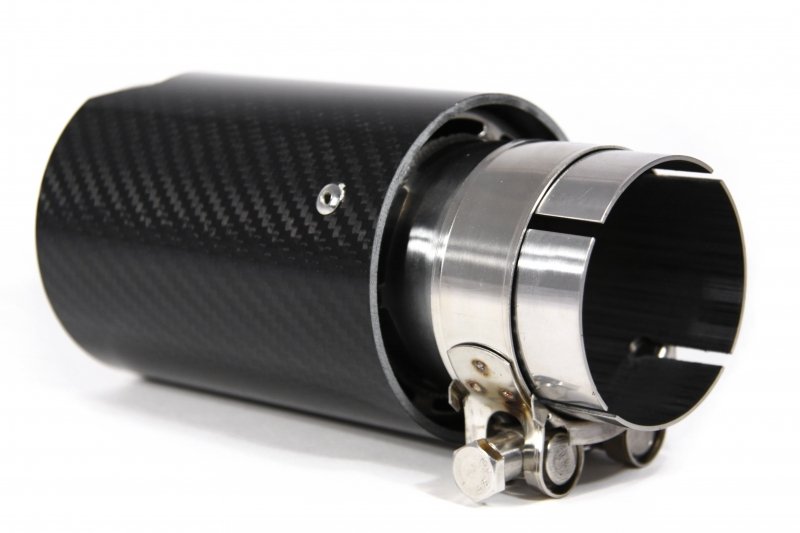 Насадка на глушитель, дизайн M-Style, карбон, D посадочный 63 мм / D наруж 90 мм, матовая нержавейка
