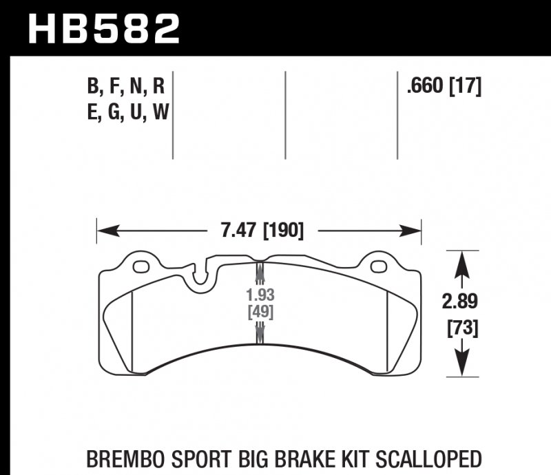Колодки тормозные HB582E.660 HAWK Blue 9012 Brembo Scalloped 17 mm