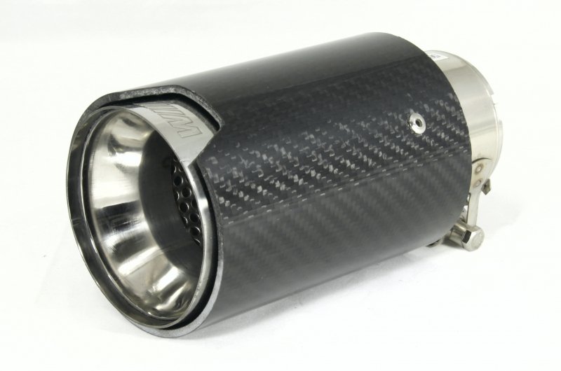 Насадка на глушитель, дизайн M-Style, карбон, D посадочный 57 мм / D наруж 90 мм, полированная сталь