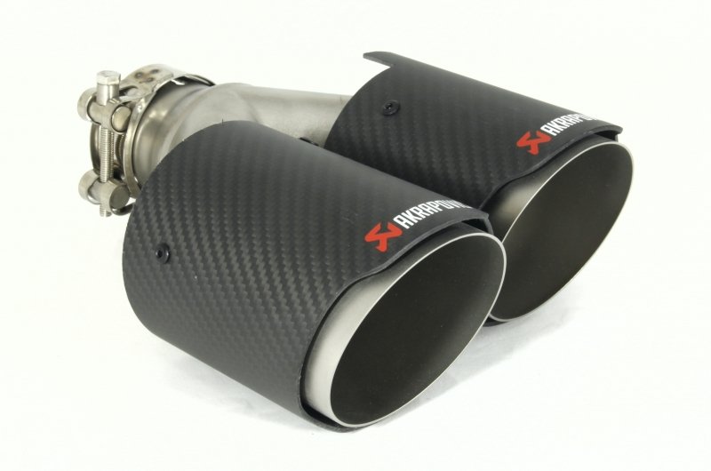 Насадка на глушитель, двойная, AKRAPOVIC EVO карбон, D посадочный 51 мм / наруж 90 мм, ПРАВ.