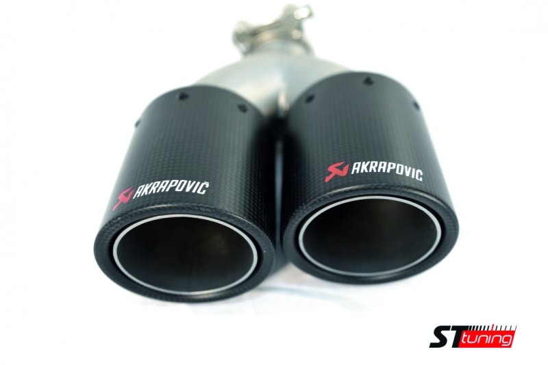 Насадка на глушитель, двойная, AKRAPOVIC карбон, D посадочный 51 мм / наруж 90 мм, ПРАВ. AC25190R