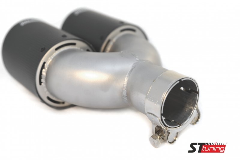 Насадка на глушитель, двойная, AKRAPOVIC карбон, D посадочный 57 мм / наруж 90 мм, ПРАВ