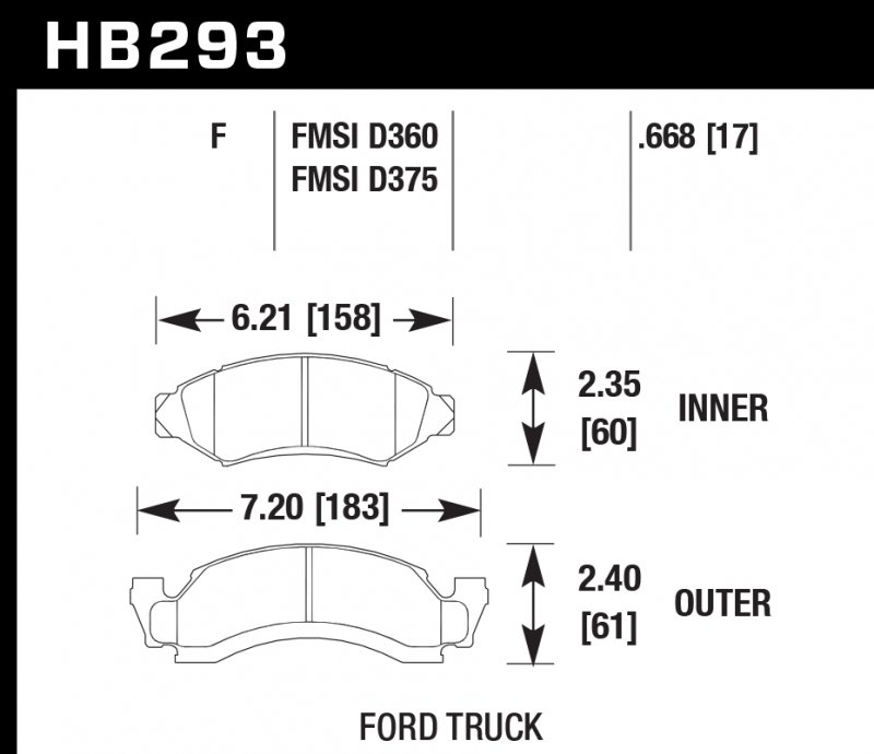 Колодки тормозные HB293F.668 HAWK HPS