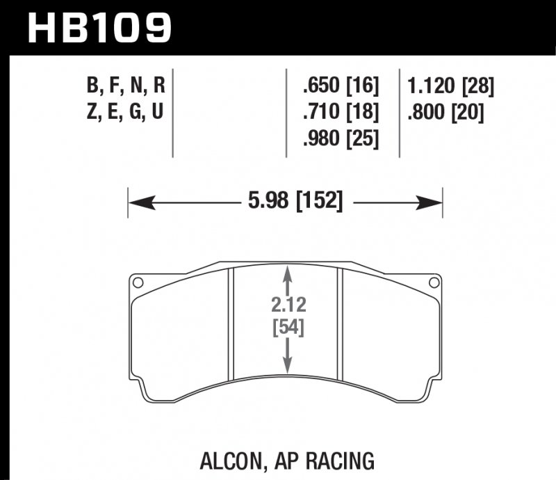 Колодки тормозные HB109Q1.12 HAWK DTC-80; AP Racing, Alcon  28mm