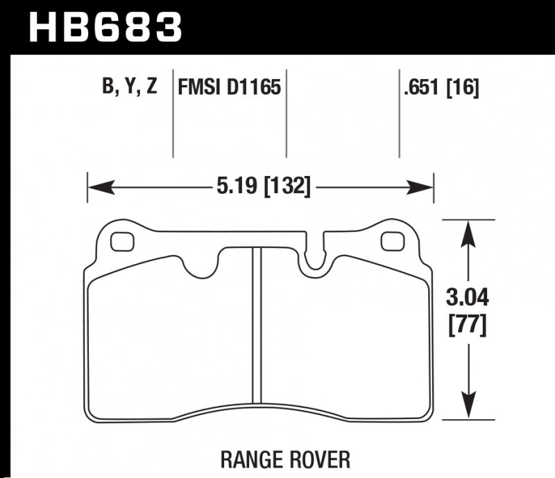 Колодки тормозные HB683Y.651 HAWK LTS Range Rover Sport/Supercharged Brembo 2005-2013