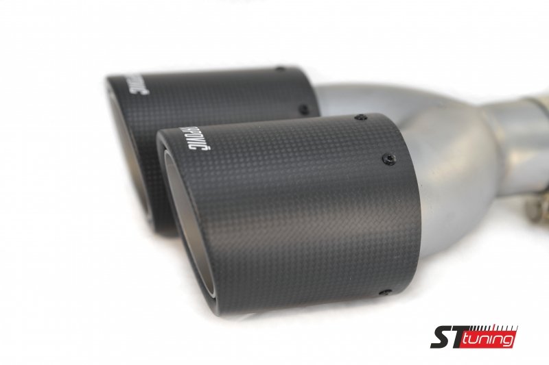 Насадка на глушитель, двойная, AKRAPOVIC карбон, D посадочный 57 мм / наруж 90 мм, ПРАВ