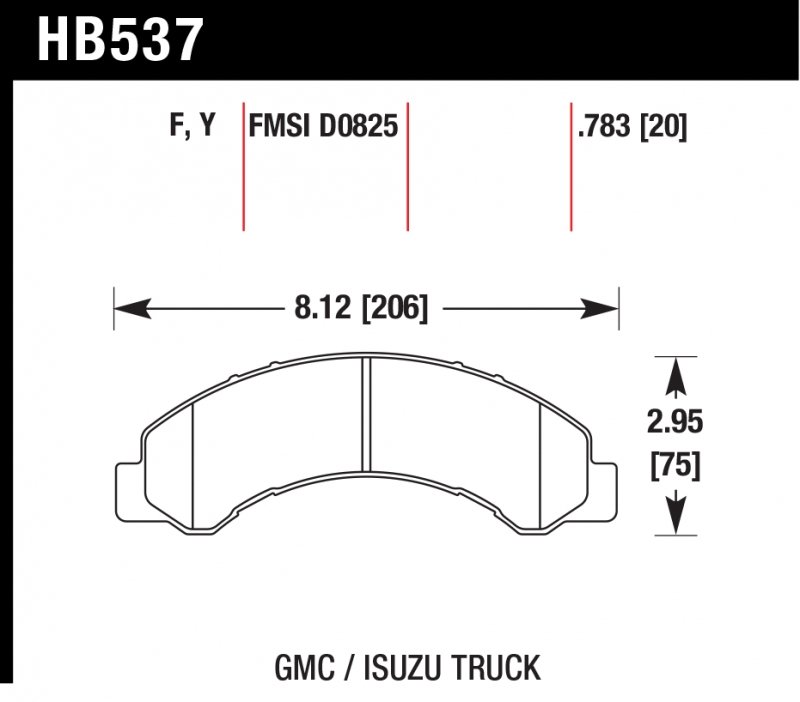 Колодки тормозные HB537Y.783 HAWK LTS; 20mm