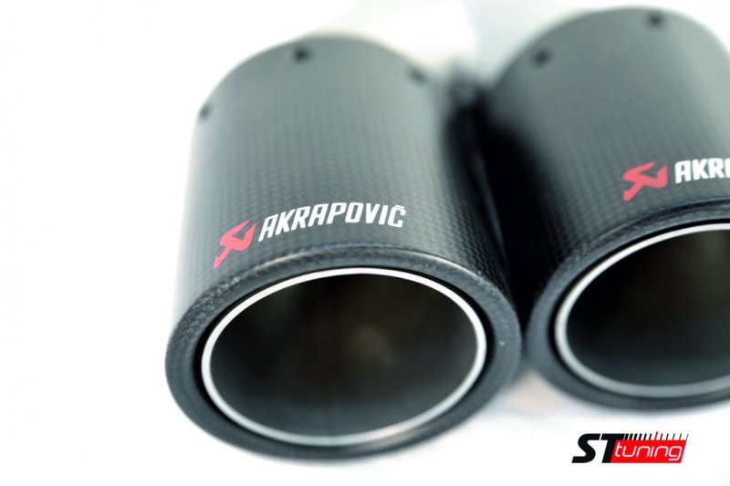 Насадка на глушитель, двойная, AKRAPOVIC карбон, D посадочный 51 мм / наруж 90 мм, ПРАВ. AC25190R