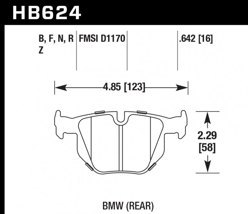 Колодки тормозные HB624B.642 HAWK Street 5.0 задние  BMW E90 / E92 335i