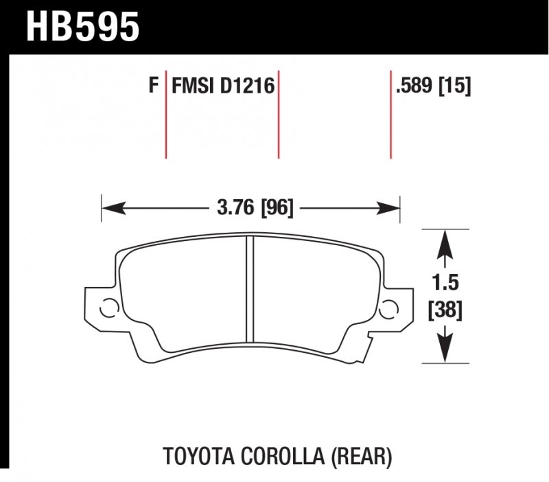 Колодки тормозные HB595F.589 HAWK HPS; 15mm