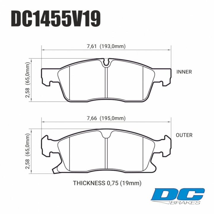 Колодки тормозные DC1455V19 DC brakes Street HD, передние Jeep Grand Cherokee WK2/Dodge Durango 2