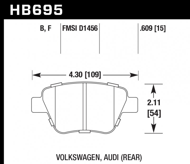 Колодки тормозные HB695B.609 HAWK Street 5.0 задн. AUDI A3 8P; VW Golf 6; Skoda Octavia; Seat Leon