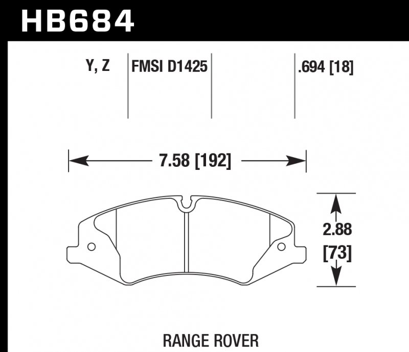 Колодки тормозные HB684Y.694 HAWK LTS Range Rover Sport V8 5.0, 3.0TD