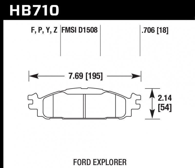 Колодки тормозные HB710P.706 HAWK SD  перед Ford Explorer 2011-2013