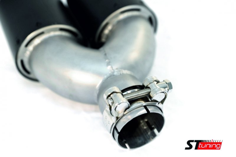 Насадка на глушитель, двойная, AKRAPOVIC карбон, D посадочный 51 мм / наруж 90 мм, ЛЕВАЯ, AC25190L