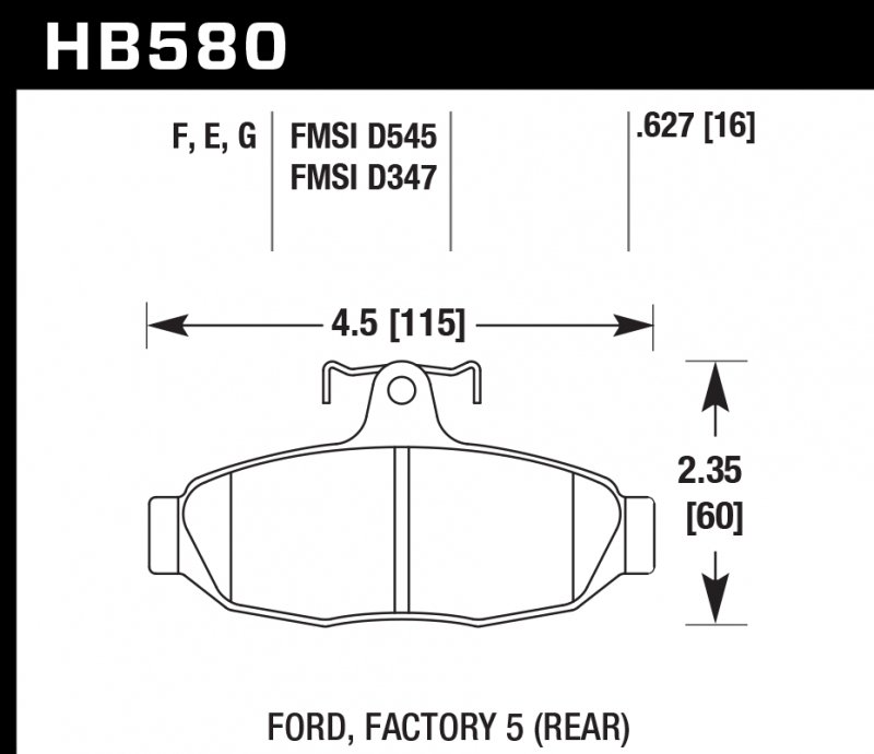 Колодки тормозные HB580G.627 HAWK DTC-60 Factory 5 (Rear) 16 mm