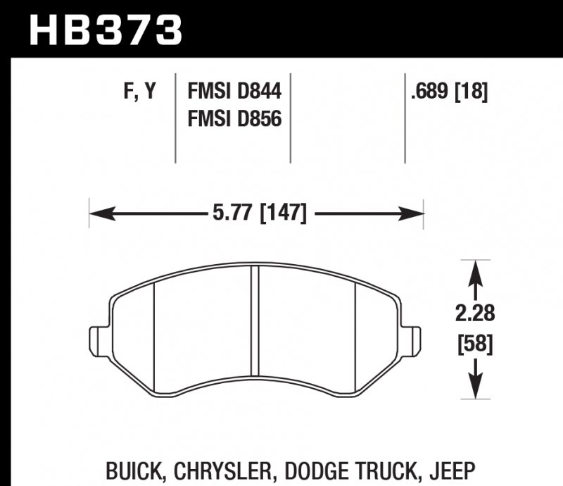 Колодки тормозные HB373F.689 HAWK HPS Jeep Liberty (KJ) 2002-2007