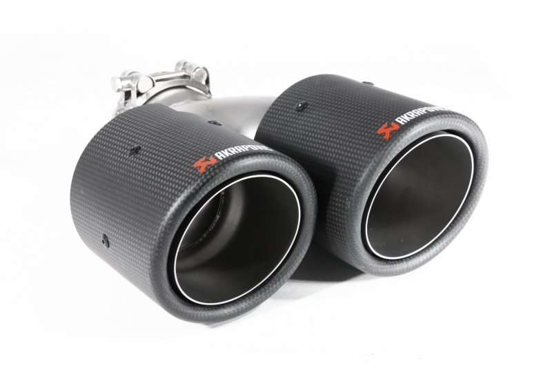 Насадка на глушитель, двойная, AKRAPOVIC style карбон, D посадочный 63 мм / наруж 101 мм, ЛЕВАЯ,