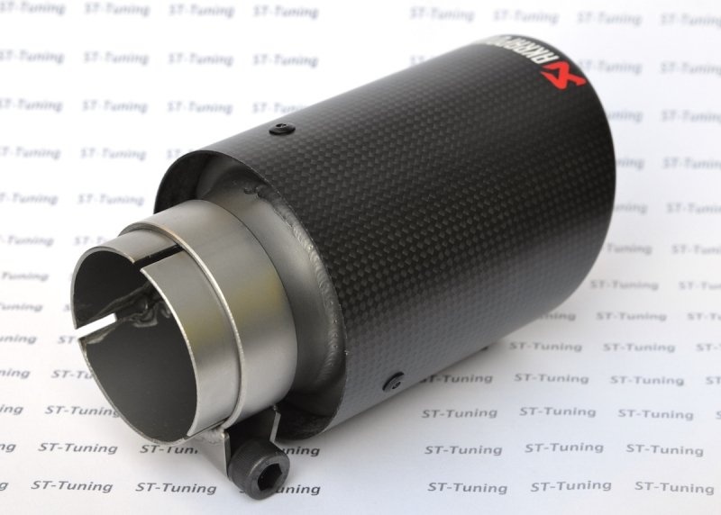 Насадка на глушитель, дизайн AKRAPOVIC карбон, D посадочный 63 мм / D наруж 90 мм AC16390