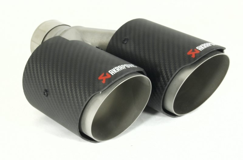 Насадка на глушитель, двойная, AKRAPOVIC EVO карбон, D посадочный 51 мм / наруж 90 мм, ЛЕВАЯ
