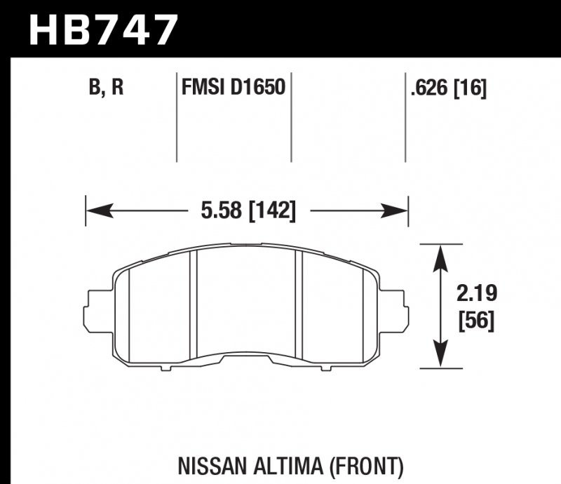 Колодки тормозные HB747R.626 HAWK Street Race; 16mm