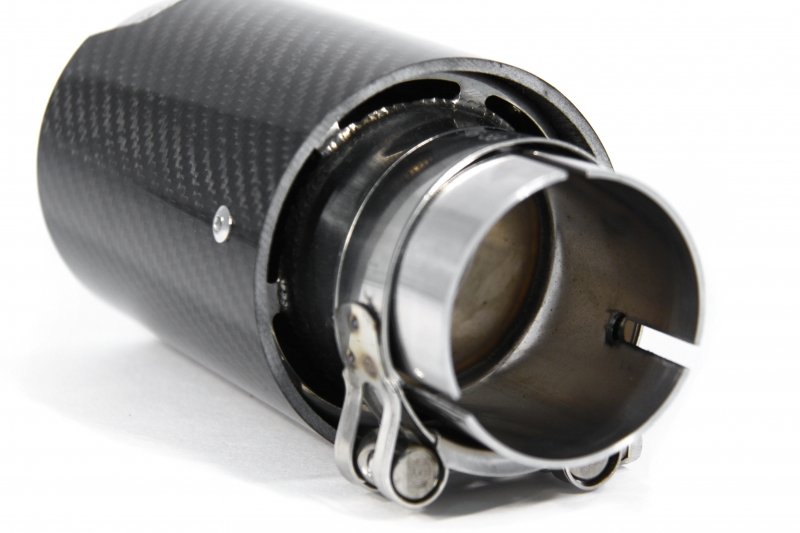 Насадка на глушитель, дизайн M-Style, карбон, D посадочный 57 мм / D наруж 90 мм, матовая нержавейка