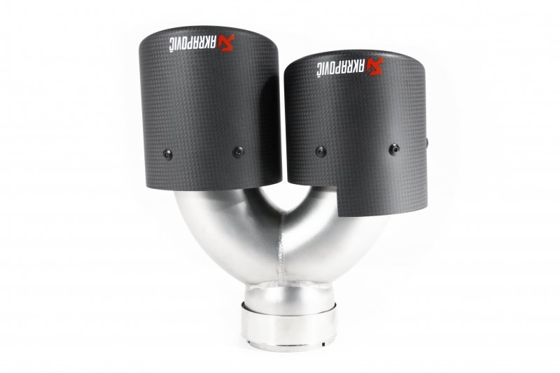 Насадка на глушитель, двойная, AKRAPOVIC style карбон, D посадочный 63 мм / наруж 101 мм, ЛЕВАЯ,