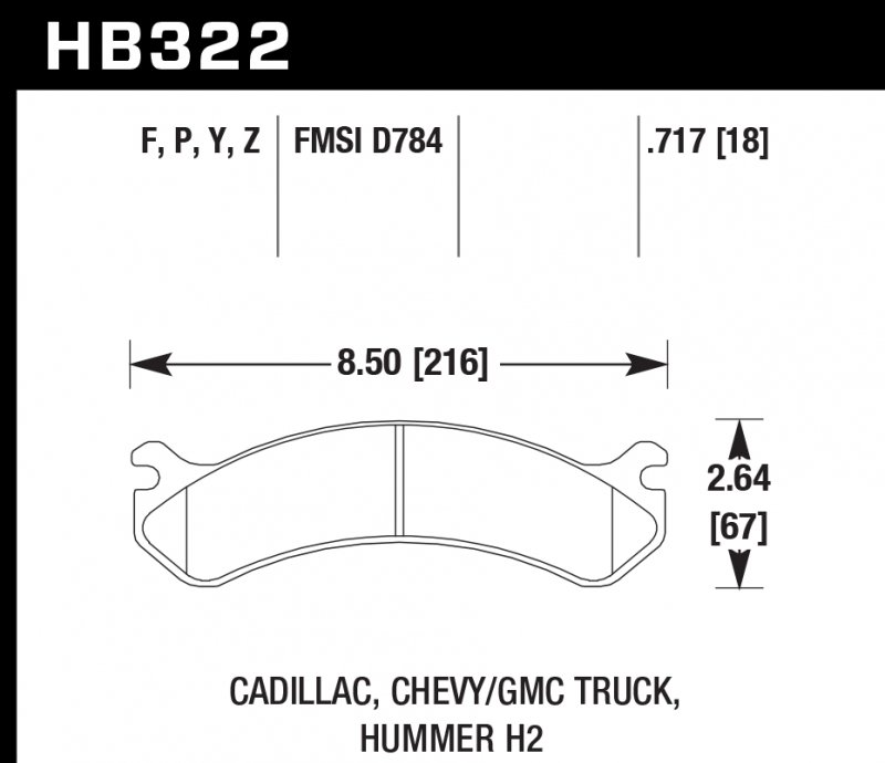 Колодки тормозные HB322F.717 HAWK HPS передние Hummer H2 / CHEVROLET Suburban