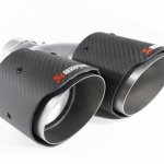Насадка на глушитель, двойная, AKRAPOVIC EVO карбон, D посадочный 57 мм / наруж 101 мм, ЛЕВАЯ