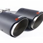 Насадка на глушитель, двойная, AKRAPOVIC EVO карбон, D посадочный 57 мм / наруж 90 мм, ЛЕВАЯ