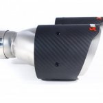 Насадка на глушитель, двойная, AKRAPOVIC EVO карбон, D посадочный 57 мм / наруж 101 мм, ЛЕВАЯ