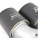 Насадка на глушитель, двойная, AKRAPOVIC карбон, D посадочный 57 мм / наруж 90 мм, ПРАВ