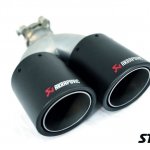 Насадка на глушитель, двойная, AKRAPOVIC карбон, D посадочный 51 мм / наруж 90 мм, ЛЕВАЯ, AC25190L