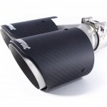 Насадка на глушитель, двойная, AKRAPOVIC EVO карбон, D посадочный 57 мм / наруж 90 мм, ЛЕВАЯ