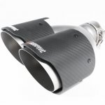 Насадка на глушитель, двойная, AKRAPOVIC EVO карбон, D посадочный 57 мм / наруж 101 мм, ЛЕВАЯ