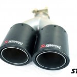 Насадка на глушитель, двойная, AKRAPOVIC карбон, D посадочный 51 мм / наруж 90 мм, ЛЕВАЯ, AC25190L