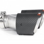 Насадка на глушитель, двойная, AKRAPOVIC EVO Style карбон, D посадочный 63 мм / наруж 90 мм, ЛЕВАЯ,
