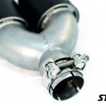 Насадка на глушитель, двойная, AKRAPOVIC карбон, D посадочный 51 мм / наруж 90 мм, ЛЕВАЯ, AC25190L