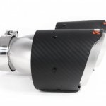 Насадка на глушитель, двойная, AKRAPOVIC EVO style карбон, D посадочный 63 мм / наруж 101 мм, ЛЕВАЯ,