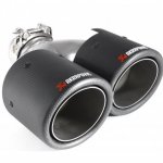 Насадка на глушитель, двойная, AKRAPOVIC style карбон, D посадочный 63 мм / наруж 101 мм, ПРАВ.