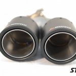 Насадка на глушитель, двойная, AKRAPOVIC карбон, D посадочный 57 мм / наруж 90 мм, ЛЕВАЯ