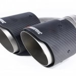 Насадка на глушитель, двойная, AKRAPOVIC EVO карбон, D посадочный 57 мм / наруж 101 мм, ПРАВ.