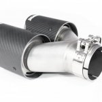 Насадка на глушитель, двойная, AKRAPOVIC EVO Style карбон, D посадочный 63 мм / наруж 90 мм, ЛЕВАЯ,