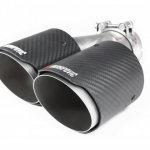Насадка на глушитель, двойная, AKRAPOVIC EVO Style карбон, D посадочный 63 мм / наруж 90 мм, ЛЕВАЯ,