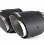 Насадка на глушитель, двойная, AKRAPOVIC EVO style карбон, D посадочный 63 мм / наруж 101 мм, ПРАВ.