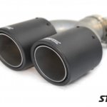 Насадка на глушитель, двойная, AKRAPOVIC карбон, D посадочный 63 мм / наруж 90 мм, ПРАВ.